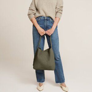 NAGHEDI | Nomad Medium Woven Hobo w/ Zip Pouch | Olive Green